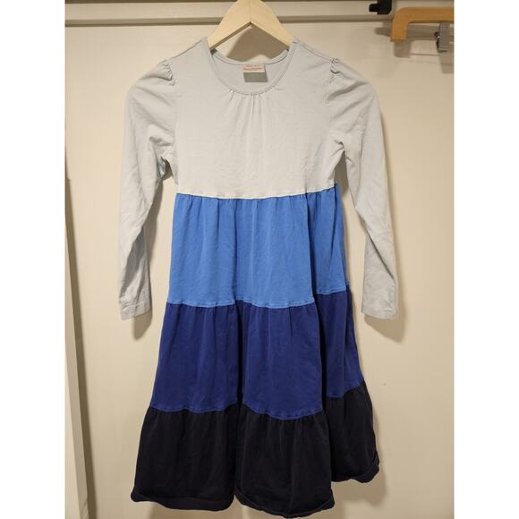 Hanna Andersson Twirl Tier Dress 140 Size 10 Color Block Blue Cotton - Picture 1 of 4
